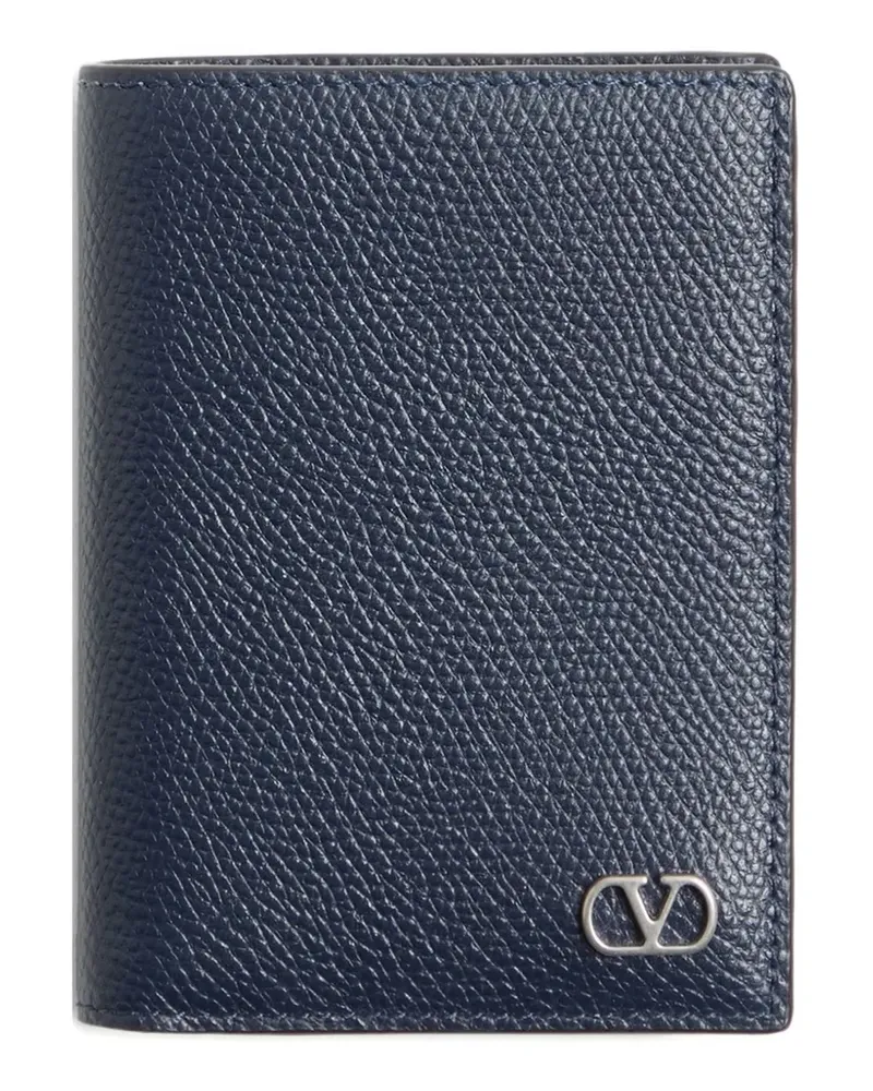 Valentino Garavani VLogo Signature Kartenetui aus gekörntem Leder - Blau Blau