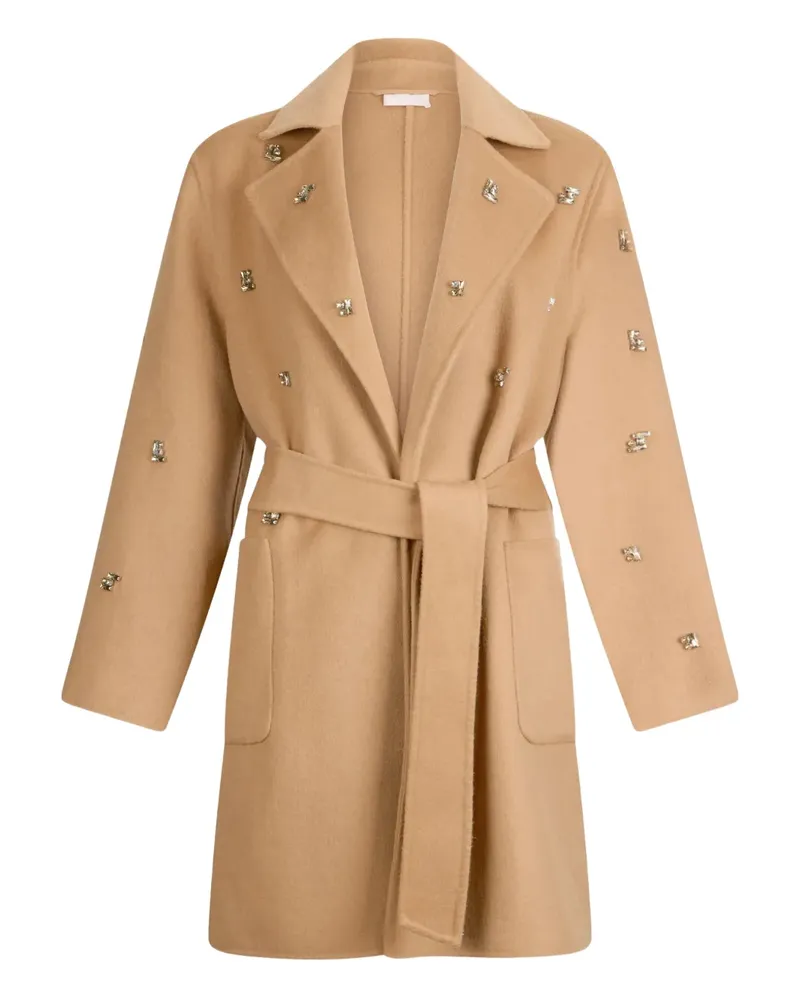 Liu Jo Wool coat with bejewelled embroidery - Braun Braun