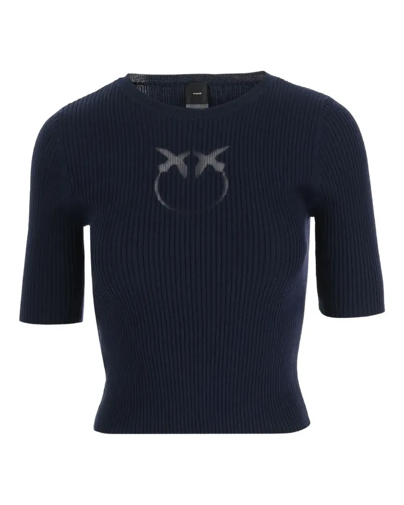 Pinko Kurzärmeliger Pullover mit Logo - Blau Blau