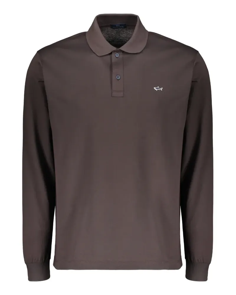 Paul & Shark logo-patch long-sleeve polo shirt - Braun Braun
