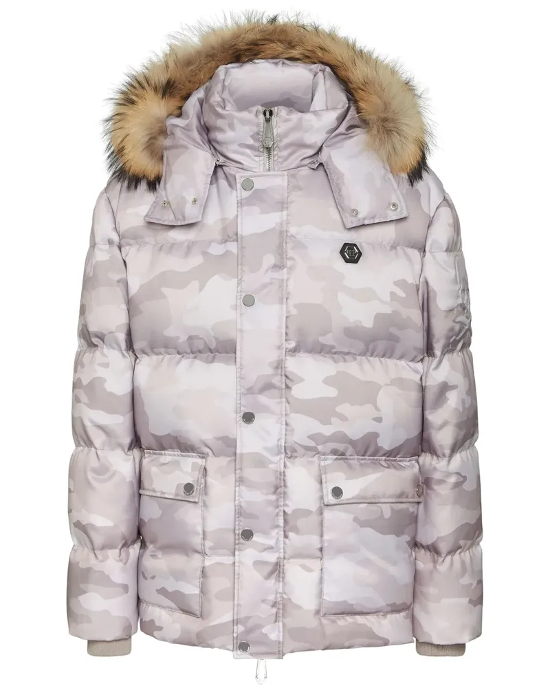 Philipp Plein Wattierter Parka mit Camouflage-Print - Nude Nude