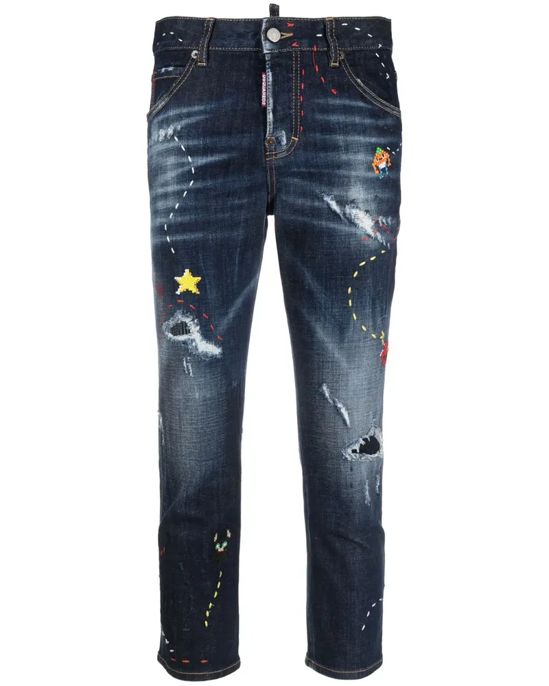 Dsquared2 Bestickte Cropped-Jacke - Blau Blau