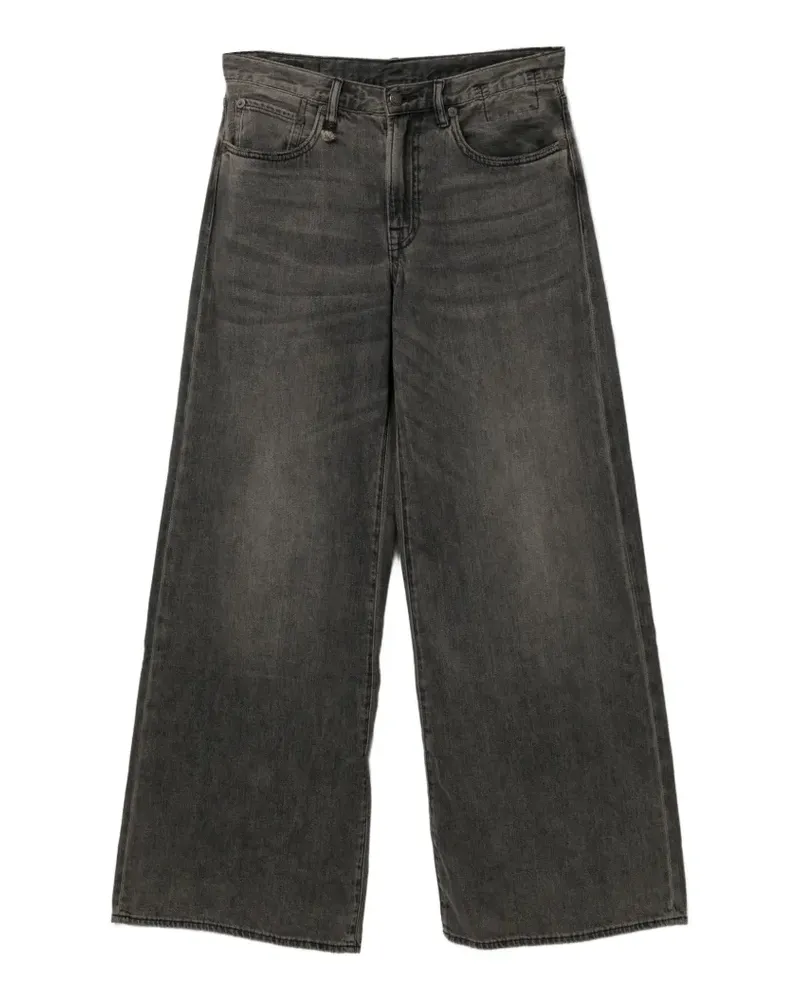 R13 Ausgeblichene Wide-Leg-Jeans - Grau Grau