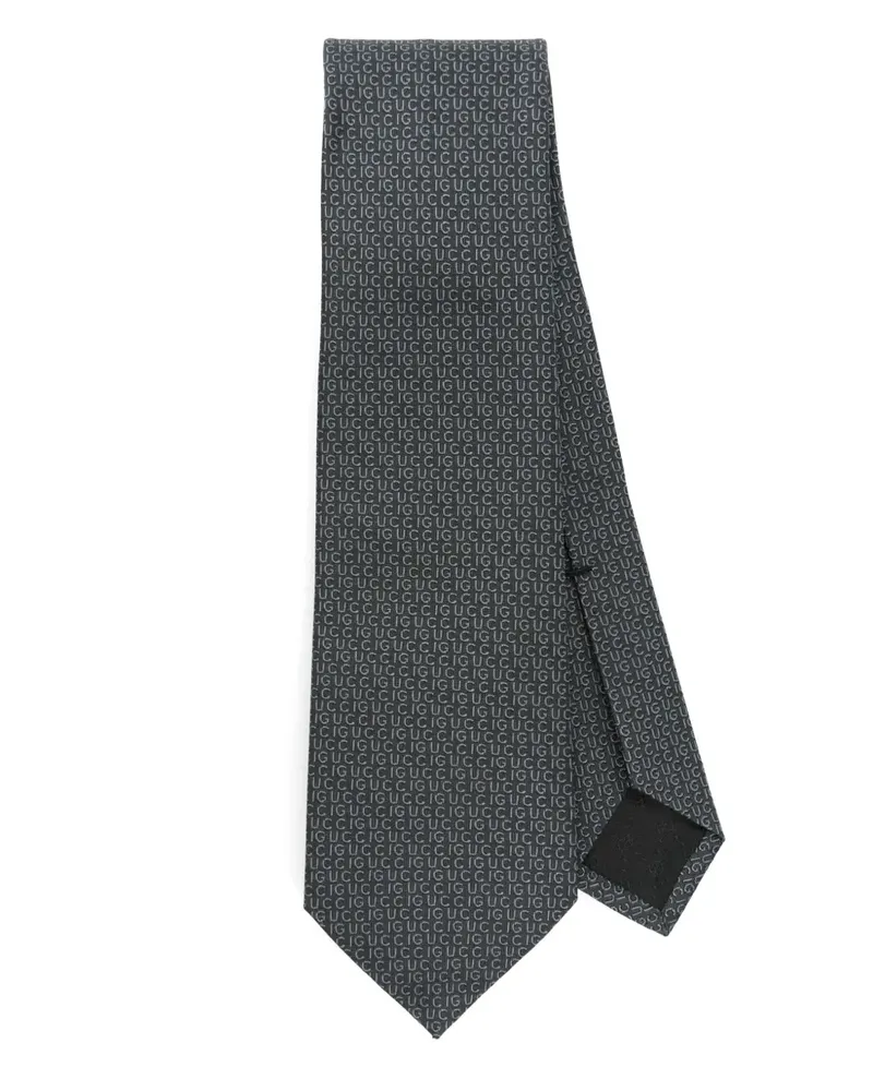 Gucci Jacquard-Krawatte mit Logos - Grau Grau