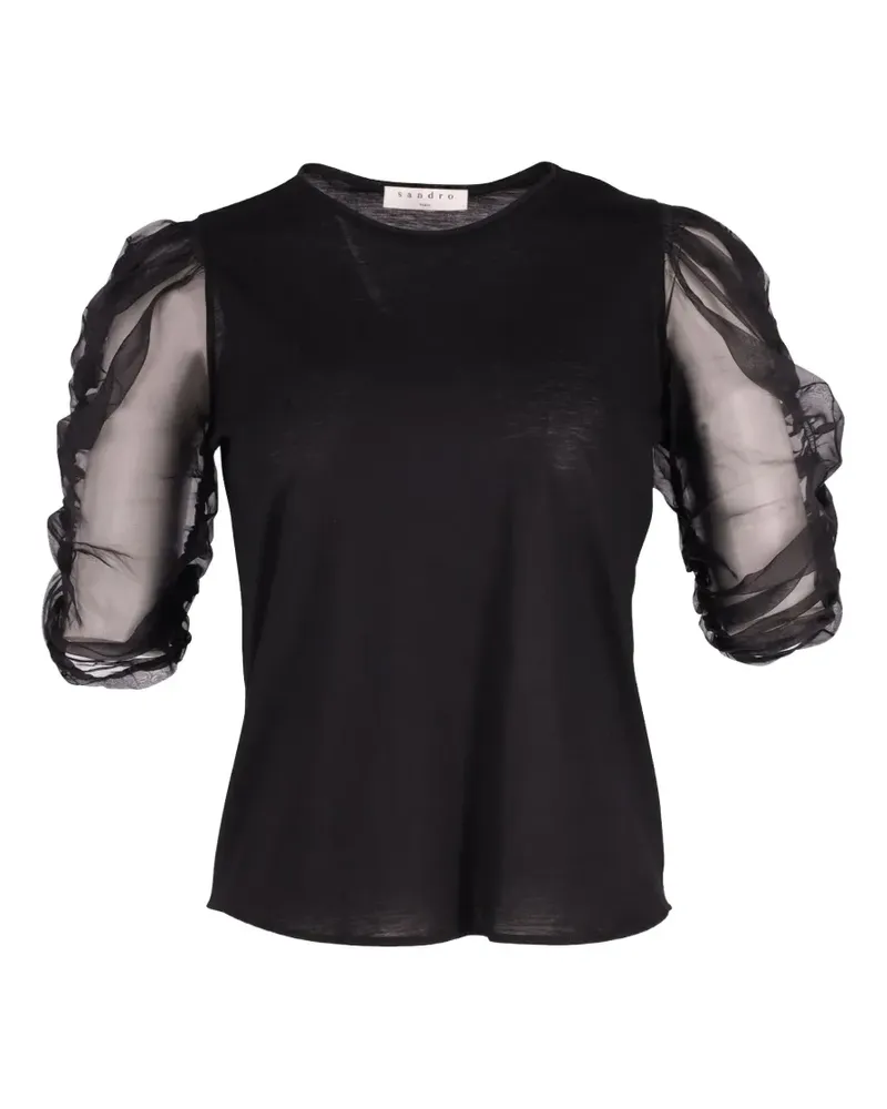 Sandro sheer-sleeved blouse - Schwarz Schwarz