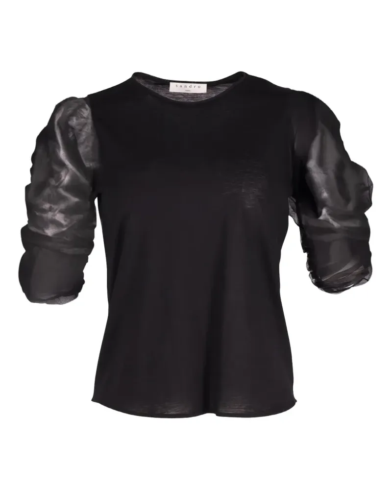 Sandro sheer-sleeved blouse - Schwarz Schwarz