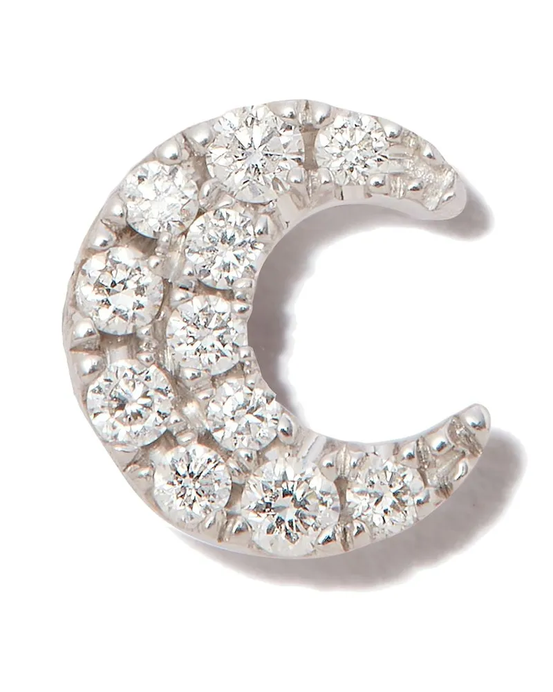 Maria Tash 18kt Crescent Moon Weißgoldohrring mit Diamanten - Silber Silber