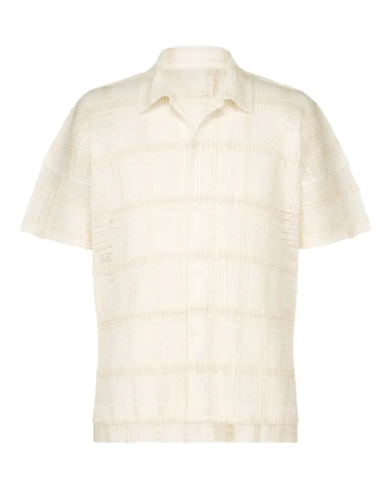 Issey Miyake Lace Grid Pleats short-sleeved shirt - Weiß Weiß