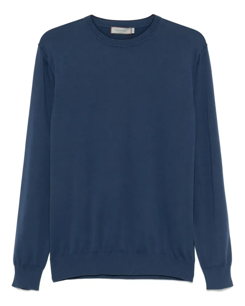 Canali Gestricktes T-Shirt - Blau Blau