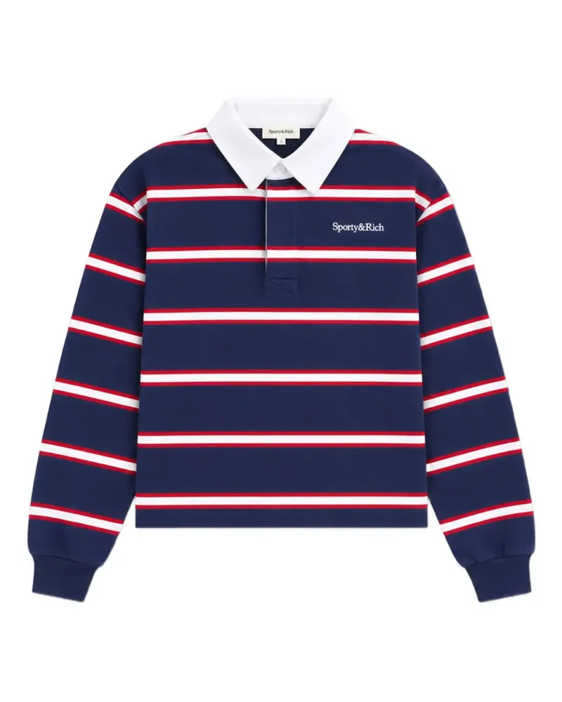 SPORTY & RICH Gestreiftes Blondie Serif Poloshirt - Blau Blau