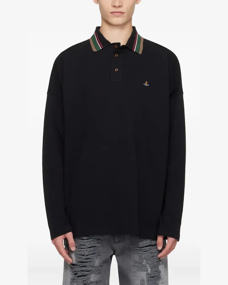 Vivienne Westwood Orb long-sleeve polo shirt - Schwarz Schwarz