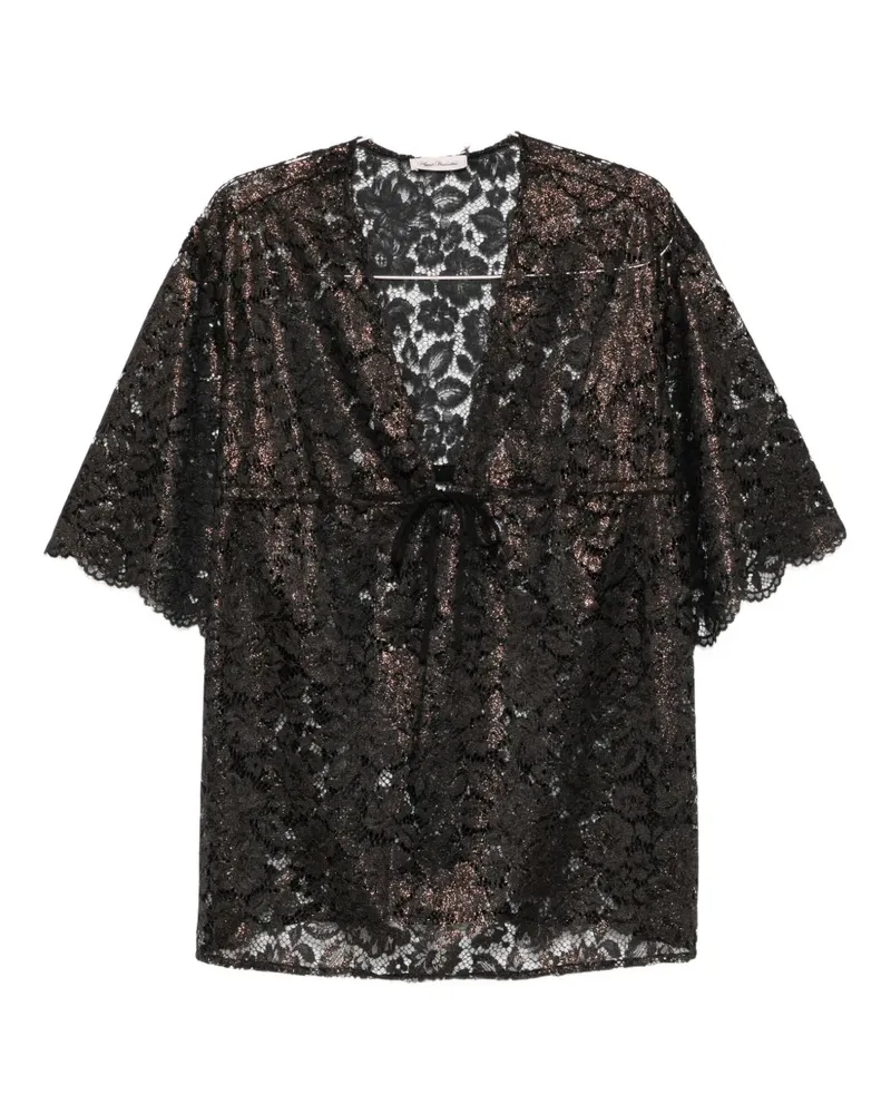 Agent Provocateur Trixa metallic-lace top - BLACK/GOLD Black
