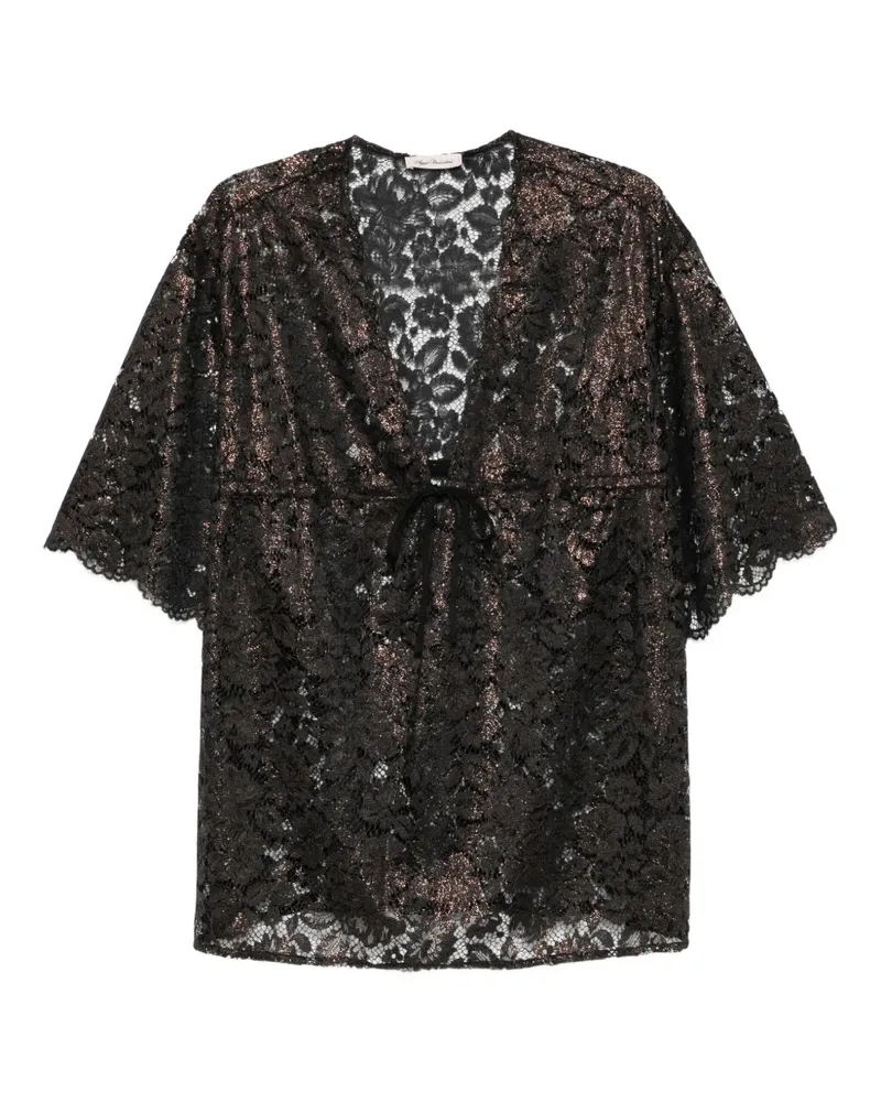 Agent Provocateur Trixa metallic-lace top - BLACK/GOLD Black
