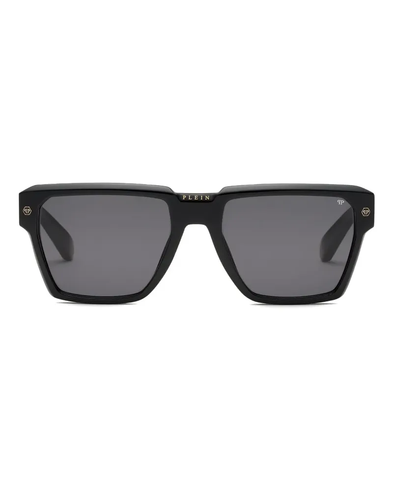 Philipp Plein Sonnenbrille mit eckigem Gestell - Schwarz Schwarz