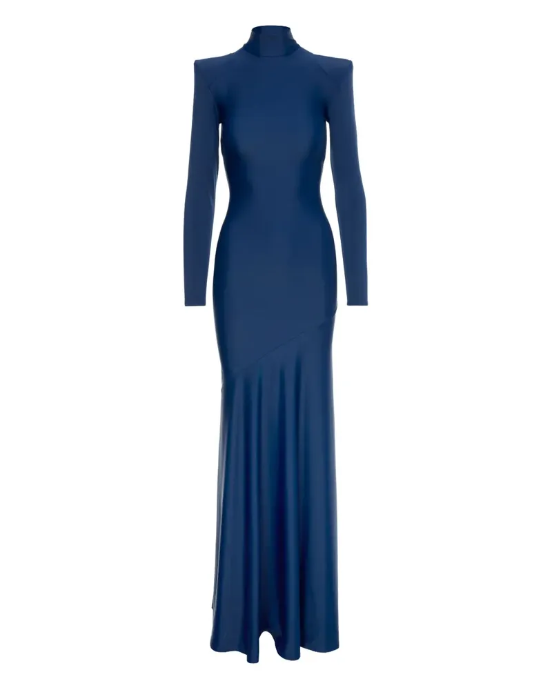 V:PM ATELIER Wattiertes Irma Maxikleid mit Stehkragen - Blau Blau