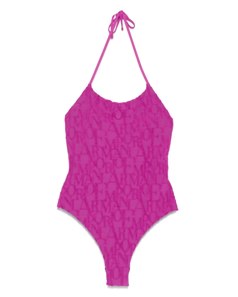 Emporio Armani Badeanzug mit beflocktem Logo - Violett Violett