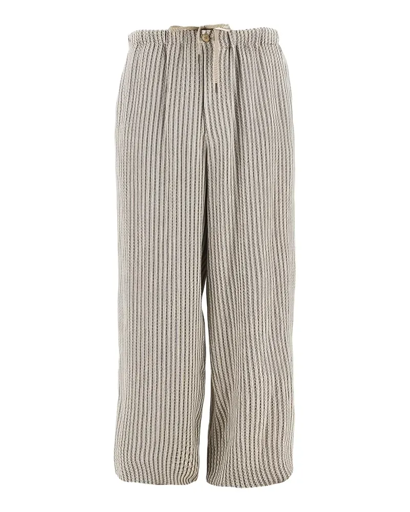 Emporio Armani drawstring-waist striped trousers - Nude Nude