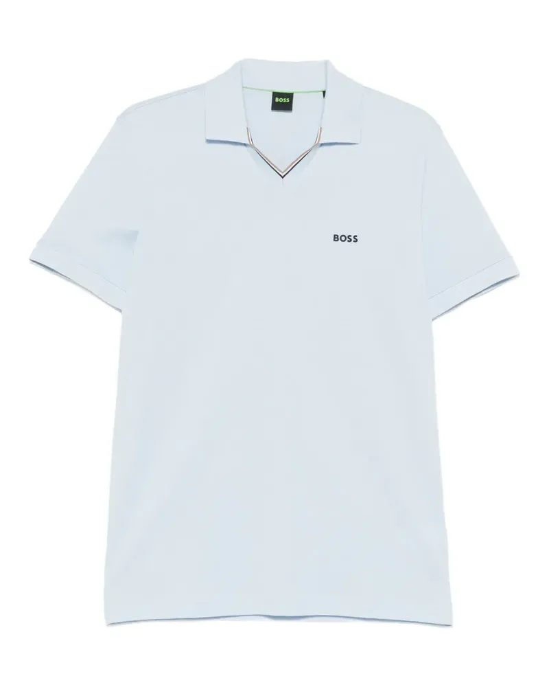 HUGO BOSS logo-print V-neck T-shirt - Blau Blau