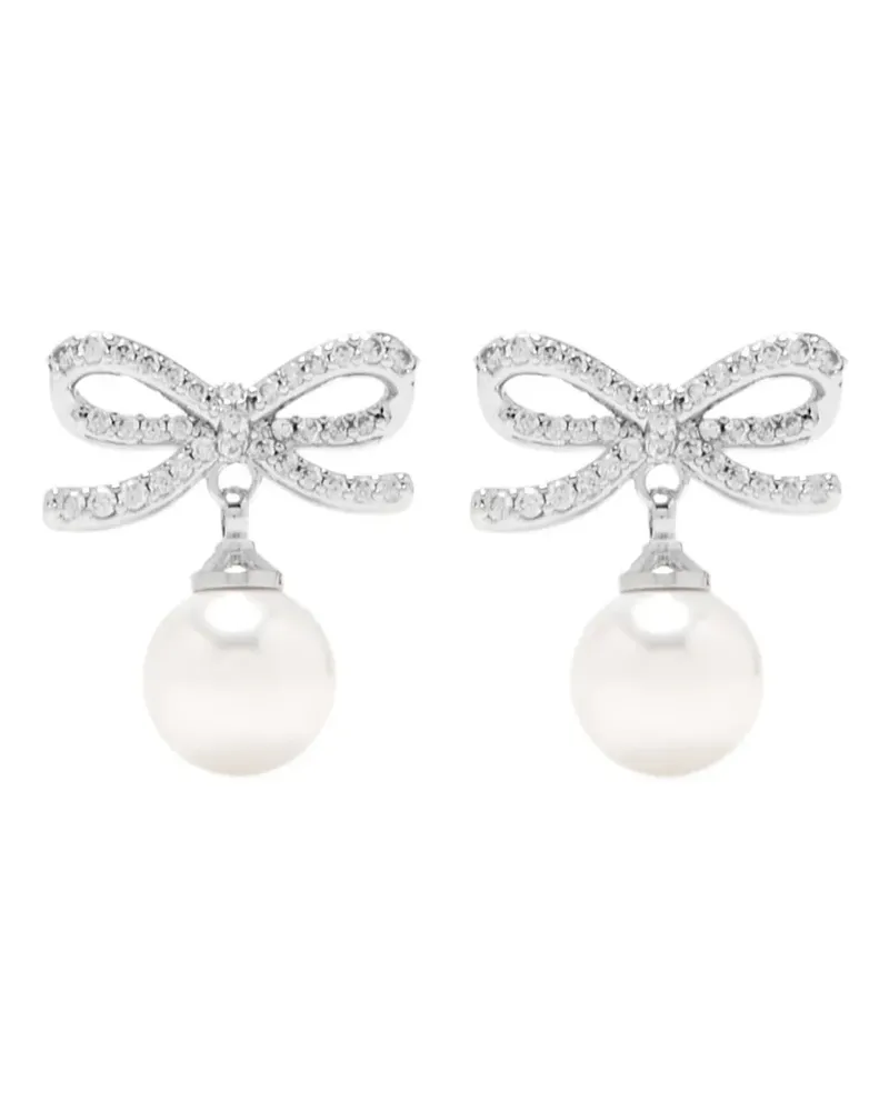 Self-Portrait bow pearl earrings - Silber Silber