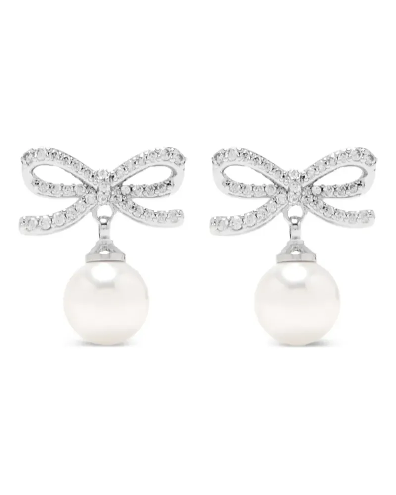 Self-Portrait bow pearl earrings - Silber Silber