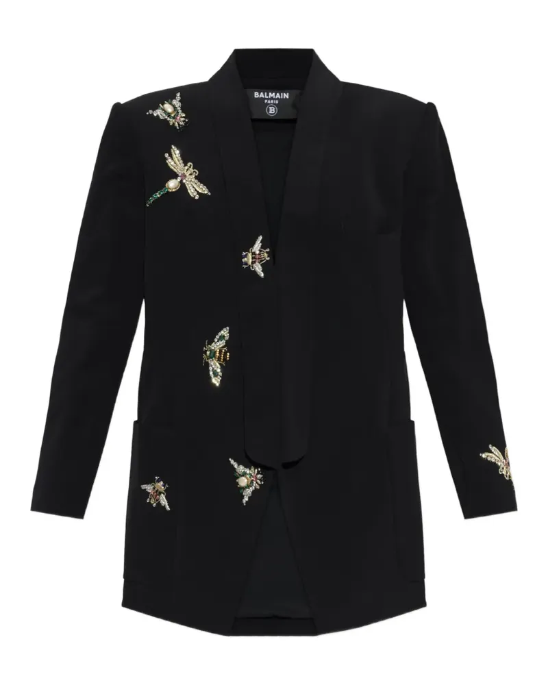 Balmain Blazer mit Schalkragen und Kristallen - Schwarz Schwarz