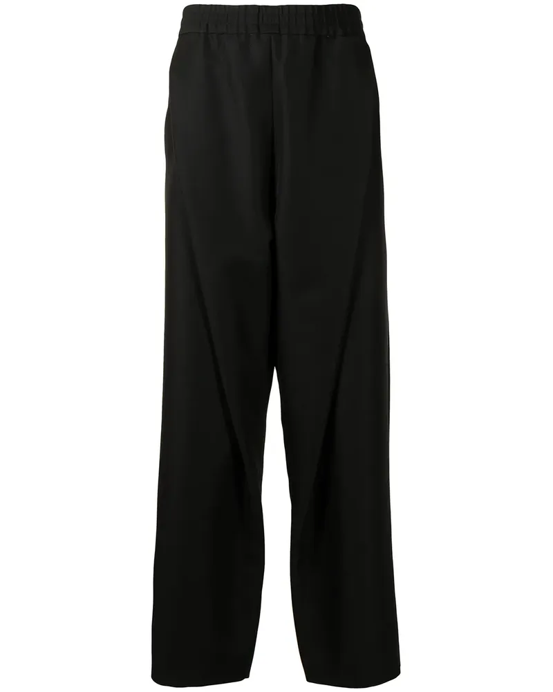 Yoshio Kubo Gerade Hose mit Falten - Schwarz Schwarz