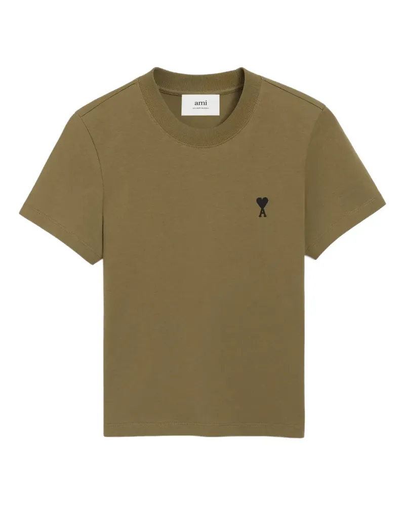 AMI Paris T-Shirt mit aufgesticktem Herz - Grün Grün