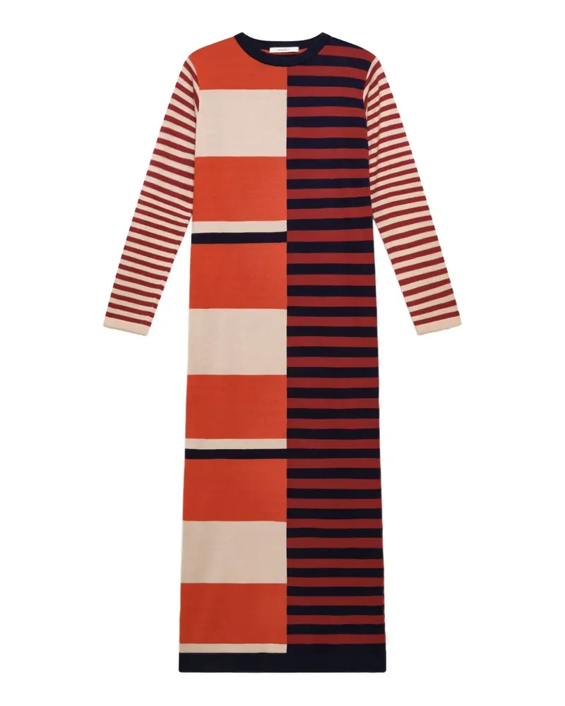 Maliparmi Rhythm Block intarsia-knit long-sleeved maxi dress - Rot Rot