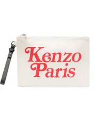 Kenzo Clutch mit Logo-Print Weiß