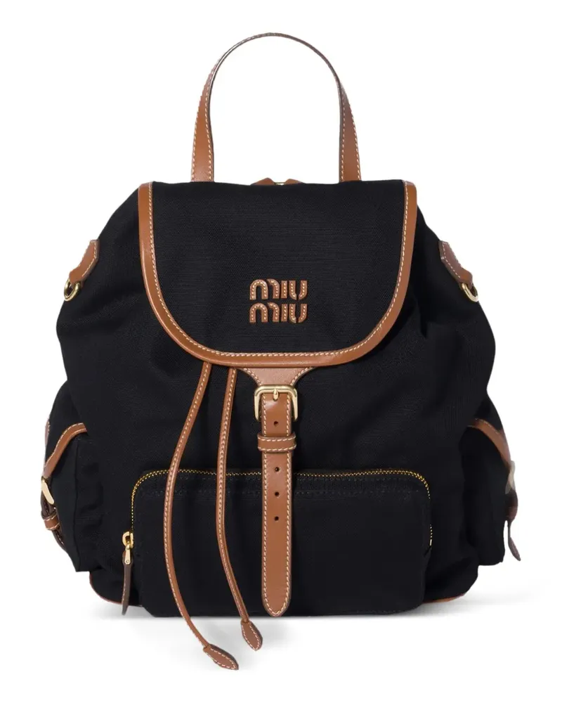 Miu Miu Rucksack aus Canvas und Leder - Schwarz Schwarz
