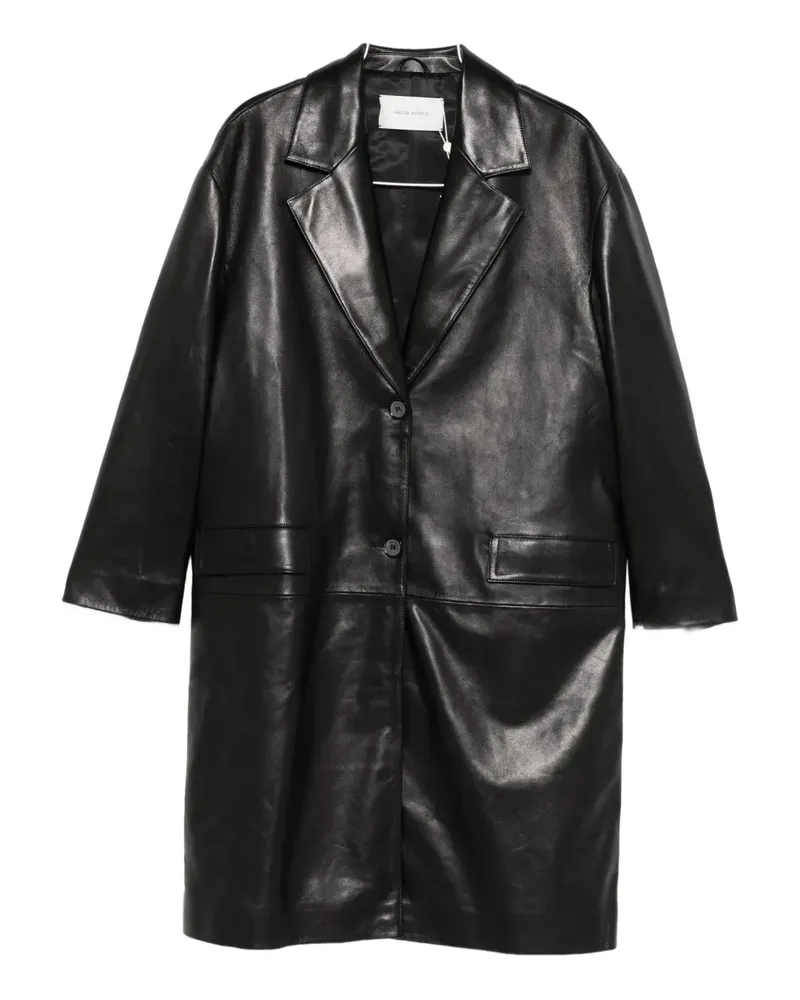 Magda Butrym Ledermantel mit Knopfverschluss - Schwarz Schwarz