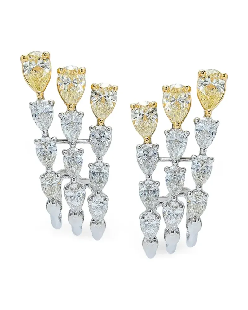 Azzaro 18kt Three Row Teardrop Weißgoldohrringe mit Diamanten - Silber Silber