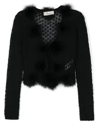 Blumarine Cardigan mit Federdetail Schwarz