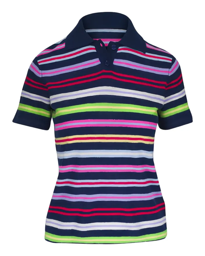 Majestic striped cashmere polo shirt - Blau Blau