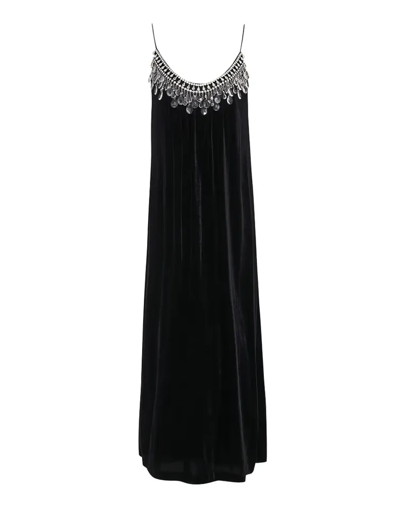 Zimmermann Kristallverziertes Midikleid aus Samt - Schwarz Schwarz