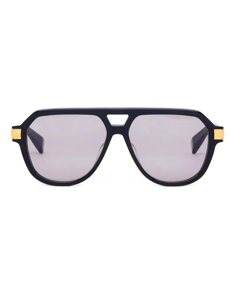 Balmain Sonnenbrille mit geometrischem Gestell - Schwarz Schwarz