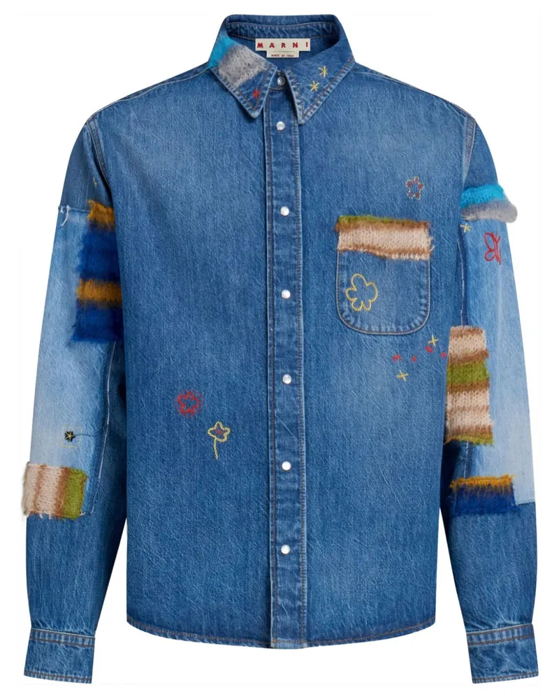 Marni Jeanshemd mit Stickerei - Blau Blau