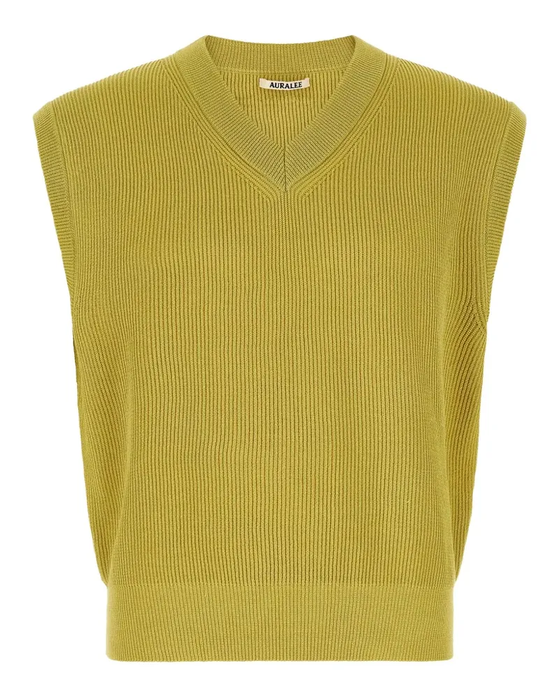 AURALEE ribbed-knit V-neck vest - Gelb Gelb