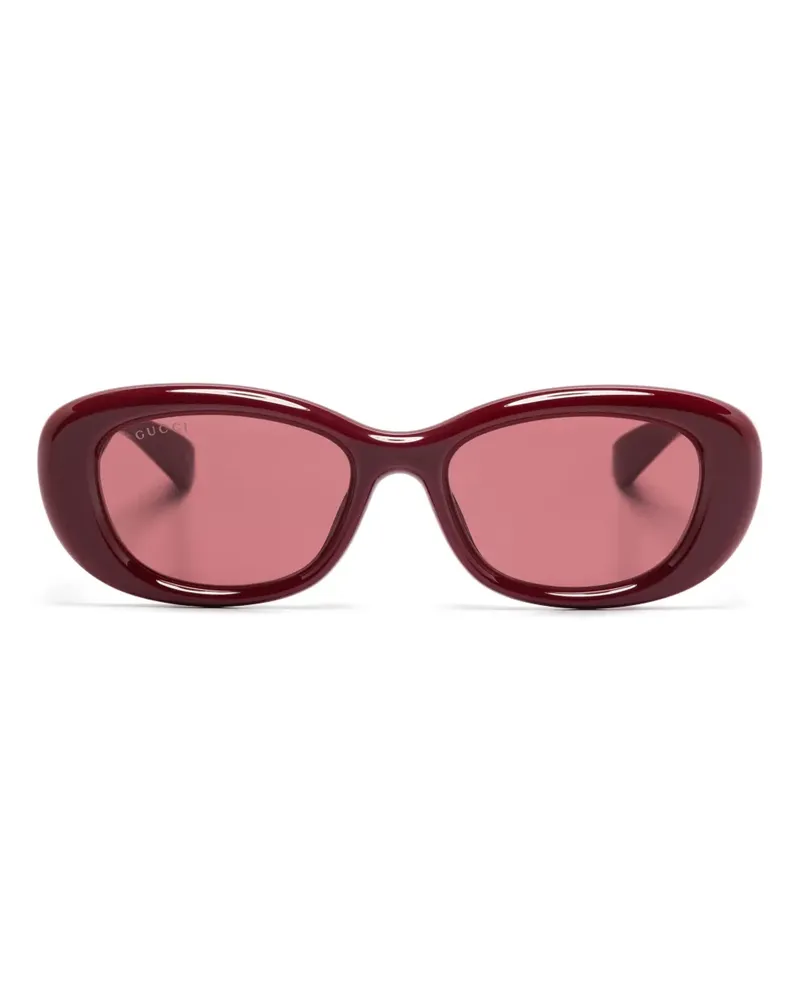 Gucci Sonnenbrille mit ovalem Gestell - Rot Rot