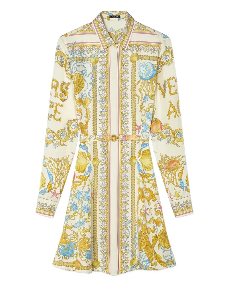 Versace Underwater Barocco Midi-Hemdkleid aus Seide - Gold Gold