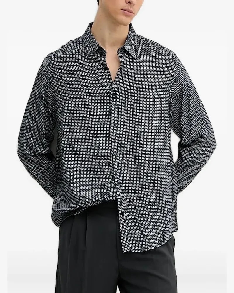 Armani Exchange Hemd mit geometrischem Print - Schwarz Schwarz