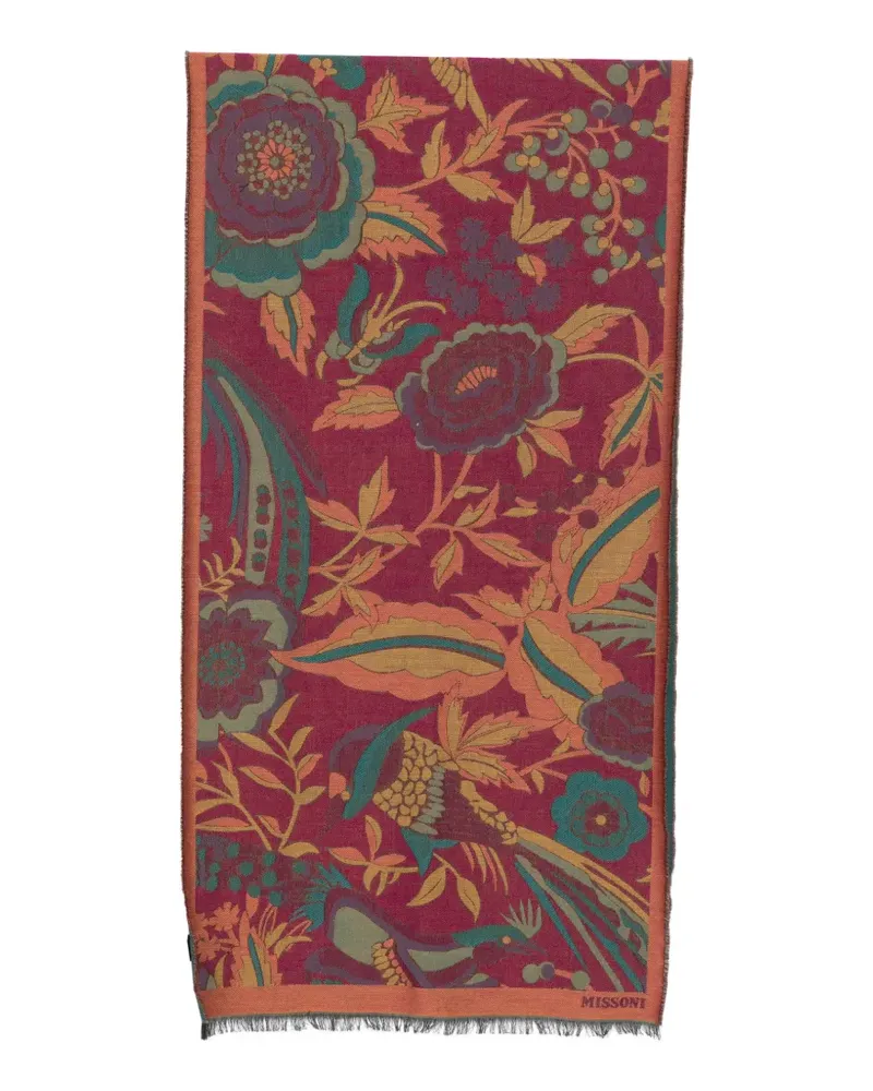 Missoni floral-jacquard fringed scarf - Rot Rot