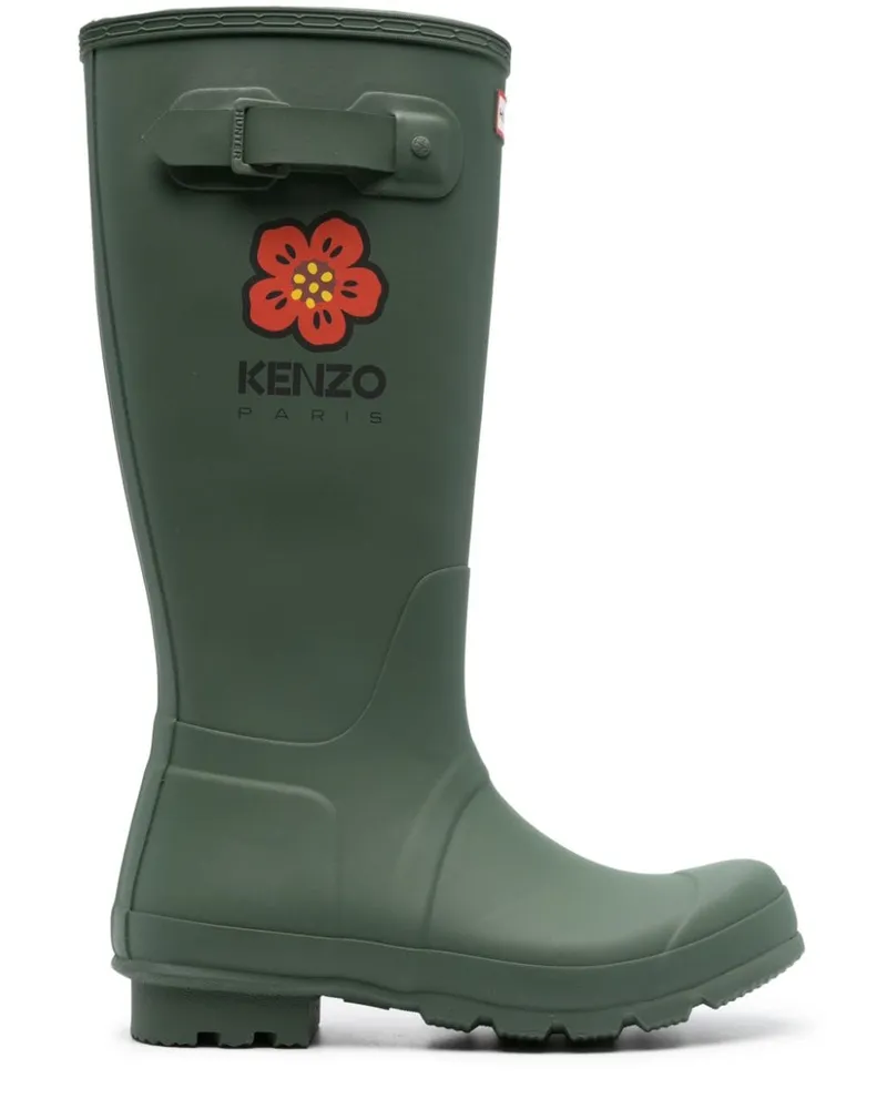 Kenzo x Hunter Regenstiefel mit Boke Flower-Print Grün