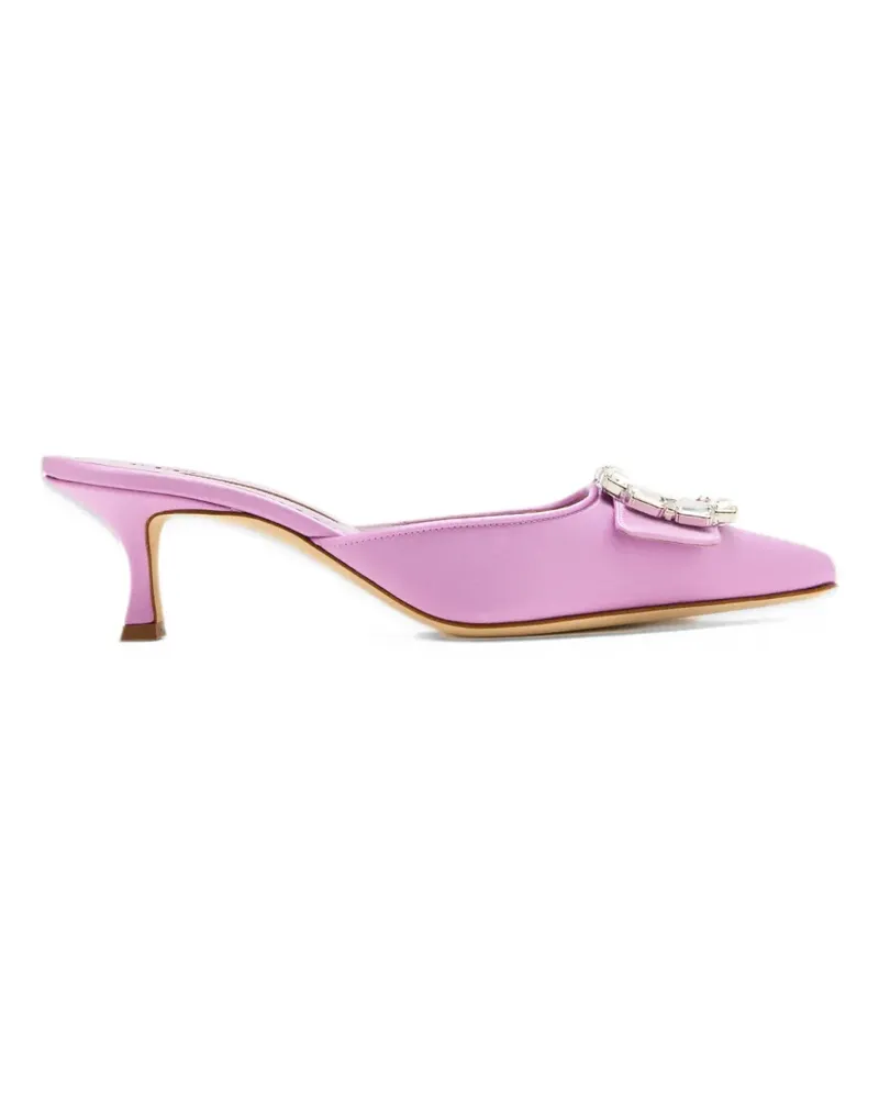Manolo Blahnik Maysale Mules mit Kristallschnalle - Violett Violett