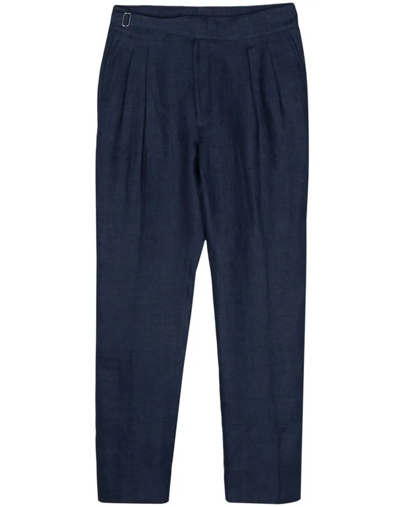 Ralph Lauren Tapered-Leinenhose mit Falten Blau