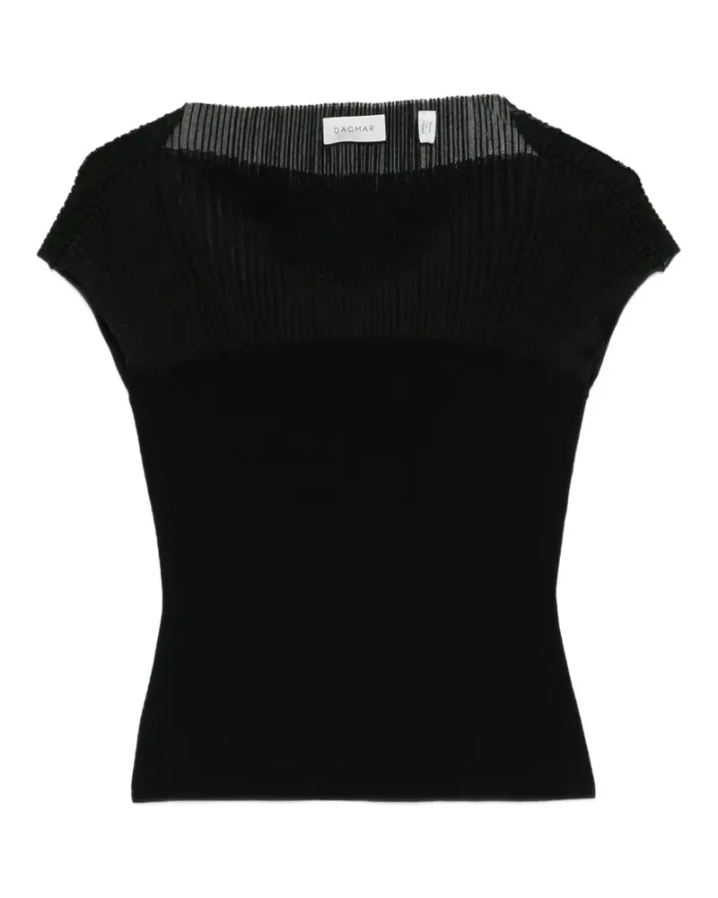 House of Dagmar Strickoberteil mit Kontrasteinsatz - Schwarz Schwarz