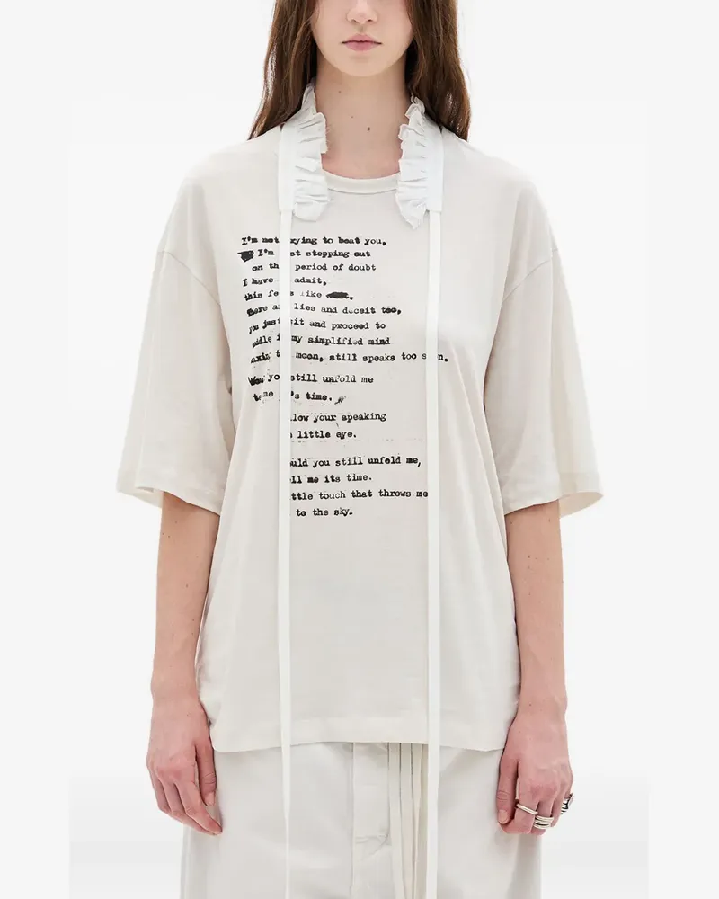 Ann Demeulemeester T-Shirt mit Text-Print - Nude Nude