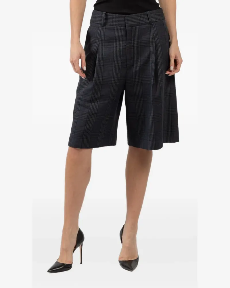 Smythe Karierte Shorts mit Faltendetail - Grau Grau