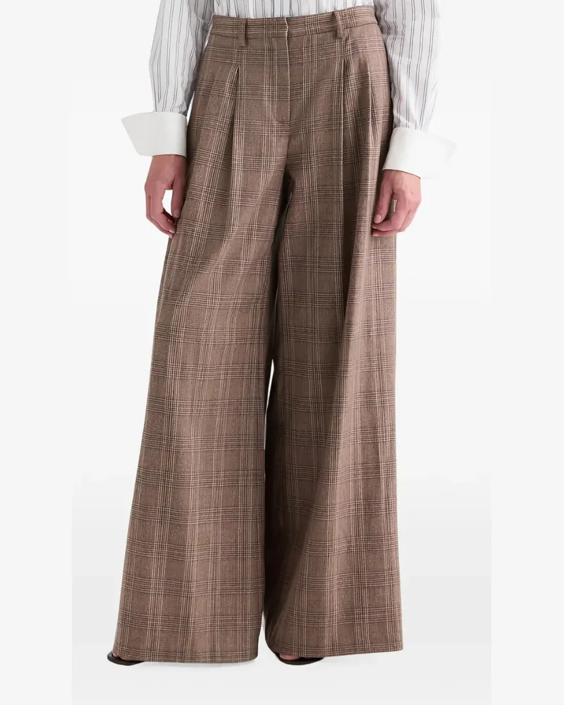 TWP Avery plaid wool tailored trousers - Braun Braun