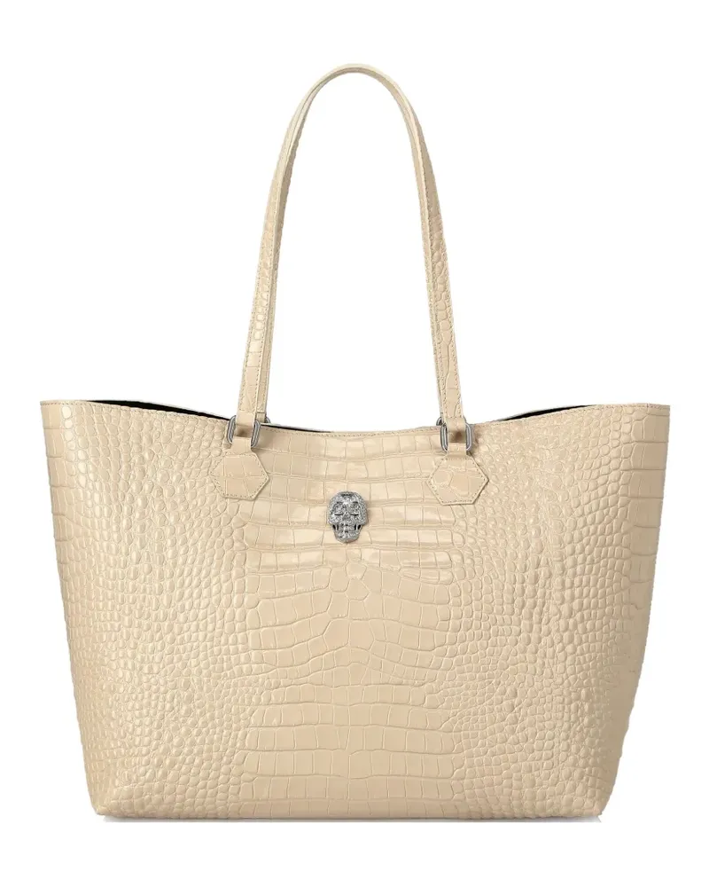 Philipp Plein Handtasche mit Kroko-Effekt - Nude Nude